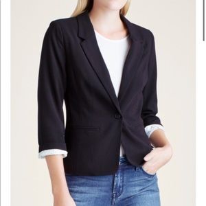 Kensie Medium Basic Black Crepe Blazer One Button